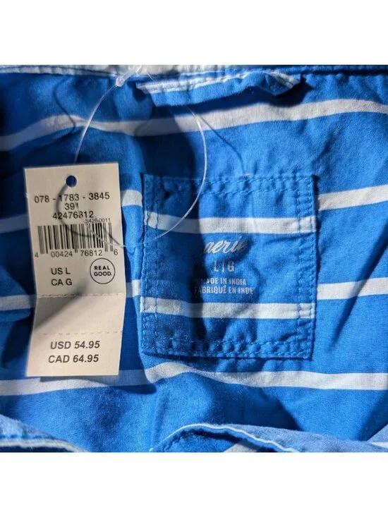 Aerie Good Day Button Day Shirt NWT Nautical Coastal Preppy 100% Cotton - Picture 10 of 11